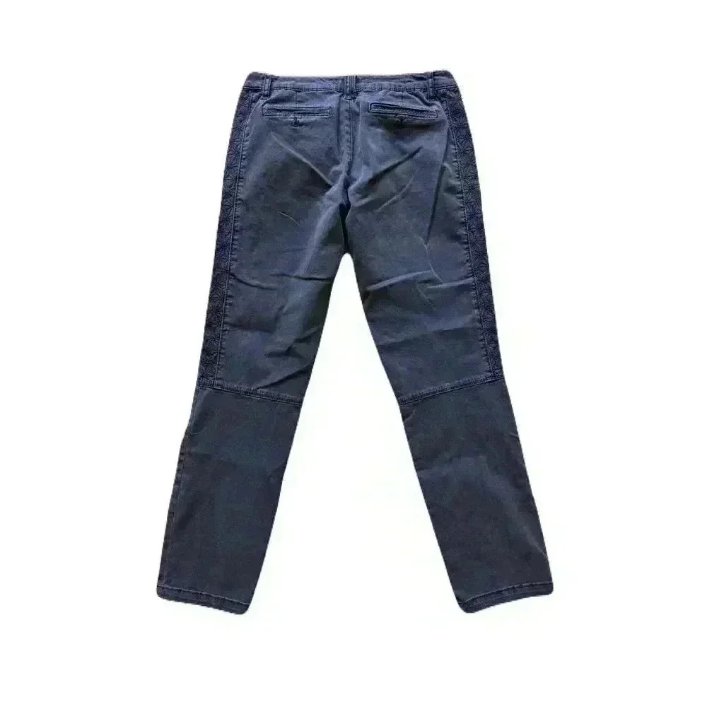 Anthropologie Grey Chinos with Floral Embroidered Detail Straight Leg Pants - Picture 2 of 8